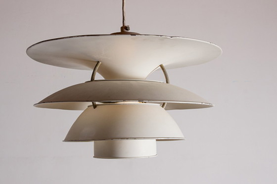 Image 1 of Danish suspension lamp in brushed metal, Model PH 6 ½ -6V Called "Charlottenborg" by Poul Henningsen for Louis Poulsen