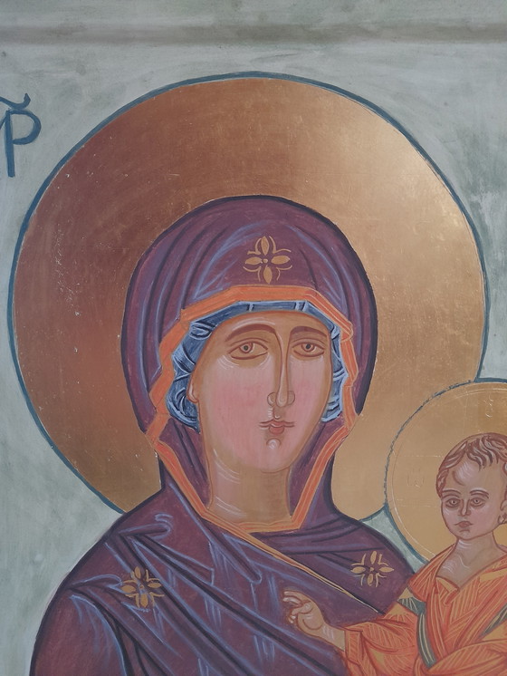 Image 1 of Icône peinte à la main de la Mère de Dieu Hodegetria