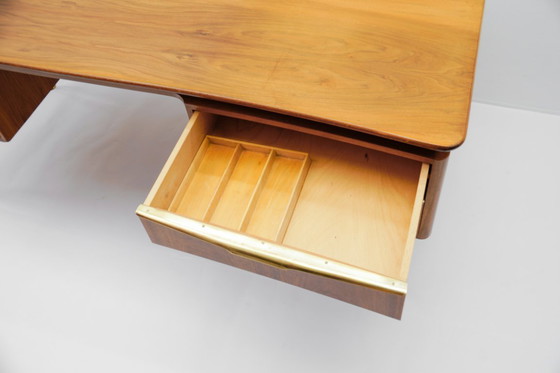 Image 1 of Grande scrivania con dettagli in ottone, Germania anni '50