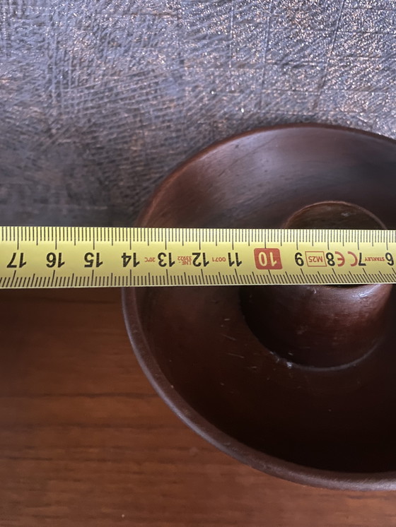 Image 1 of Grote Vintage teakhouten Scandinavisch kandelaar