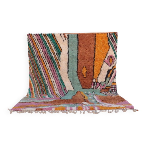 Abstract and Colourful Beni Ouarain Rug, Handmade in Wool, 300x200cm