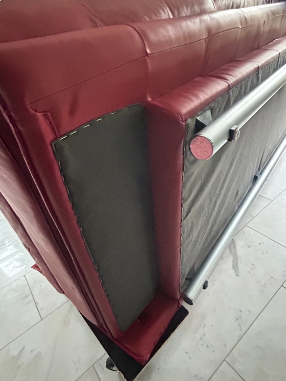 Rolf Benz 6500 Driezitsbank Rood Leer – 3-5 zitsbanken, Leather, rvs (photo 14 of 15)