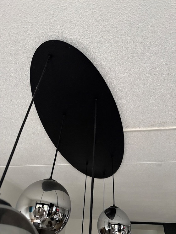 Image 1 of Smoked glass pendant lamp with 8 bulbs