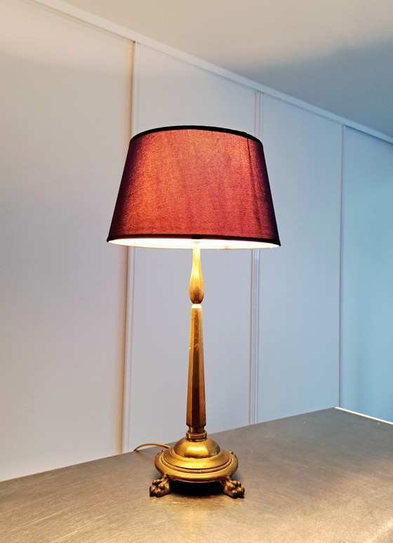 Image 1 of Lampada da tavolo a colonna francese in bronzo