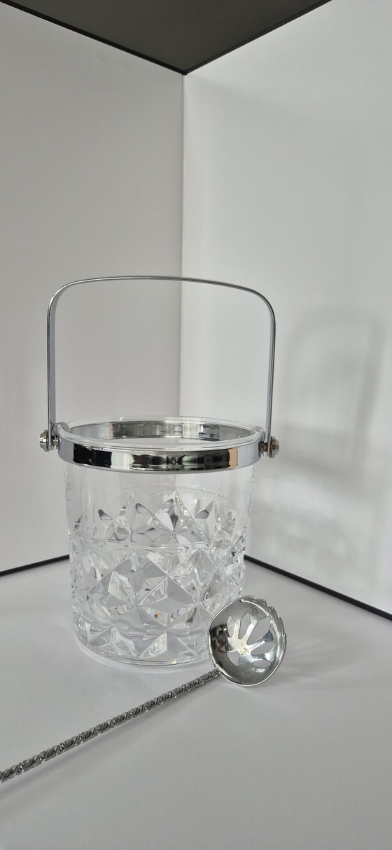 Image 1 of Seau à glace en cristal taillé Cristal d’Arques – design diamant – années 60/70