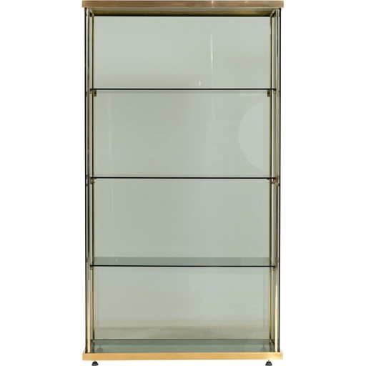 Vintage glass and brass bookshelf, 1960