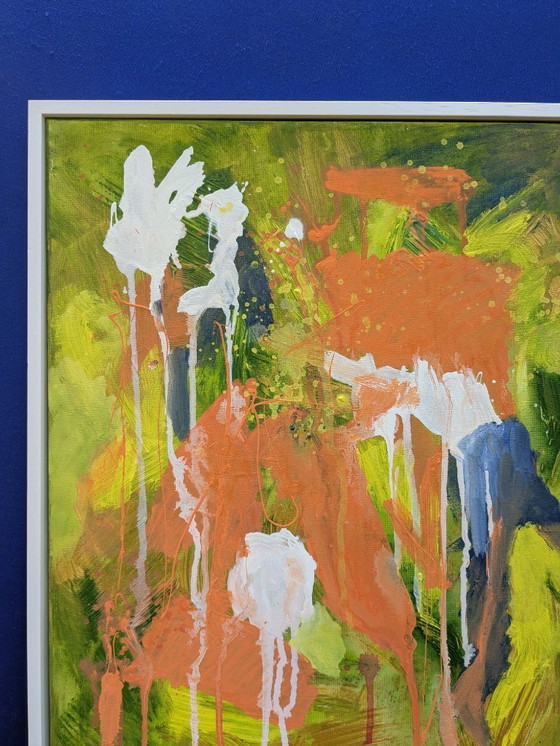 Image 1 of CAMOUFLAGE ACRYL ABSTRAKT LEINWAND GEMÄLDE NIGEL WATERS SIGNIERT GERAHMT KUNST