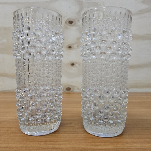 Ensemble de 2 vases à cire vintage Frantisek Peceny pour Hermano Hut Sklo Union (design années 70)