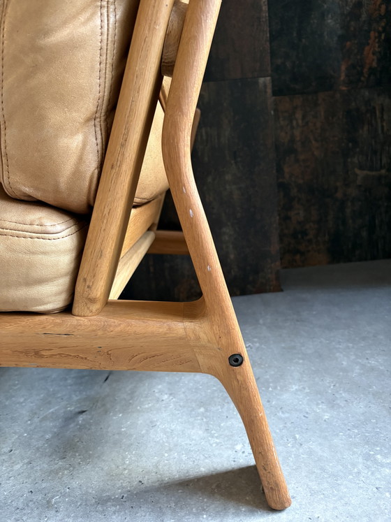 Lounge Fauteuil Met Hocker “Komfort“ – Wood, Leather (photo 5 of 12)
