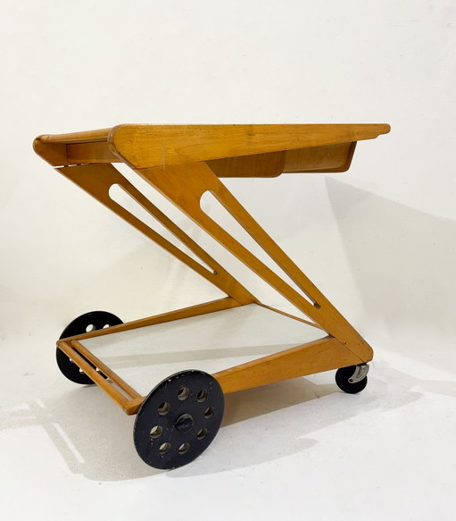 Carrito de bar "Mobilo Pe03" de Cees Braakman para Pastoe, años 50