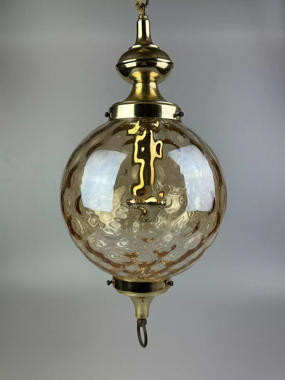 Image 1 of 60er 70er Jahre Deckenlampe Hängelampe von Glashütte Limburg Germany Space Age