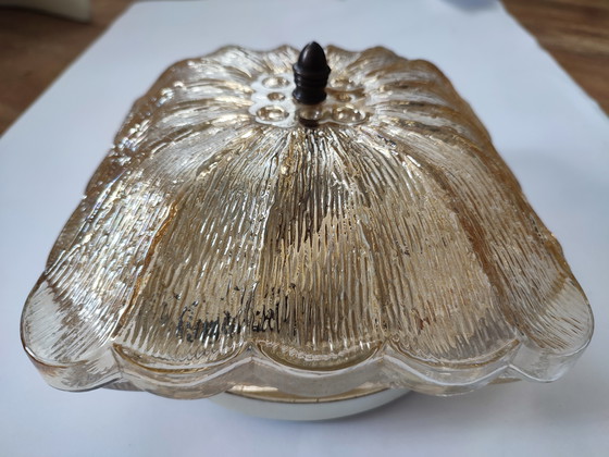 Image 1 of Lampe de plafond Vintage Lampe de plafond Lampe murale 60s Sixties Verre Ambre