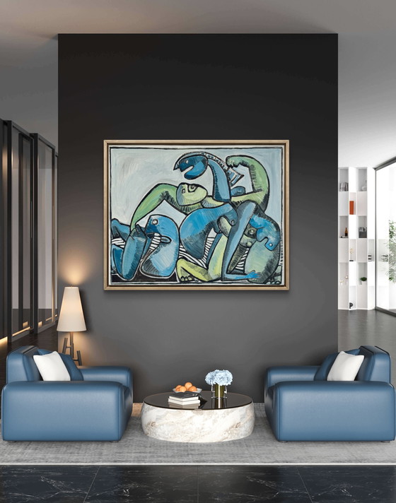 Image 1 of Gundi Falk (1966) Cubist Embrace - Large painting on canvas