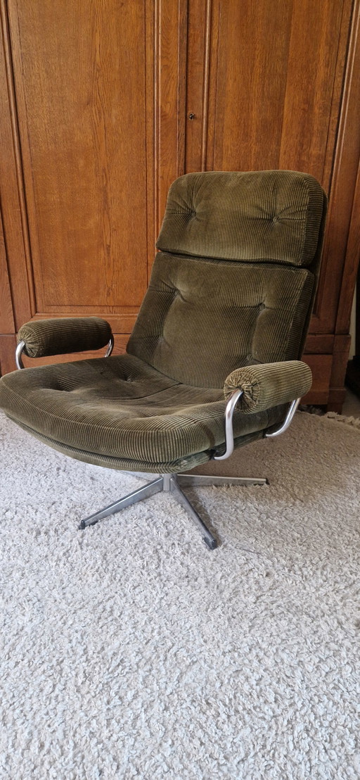 Vintage green recliner swivel armchair