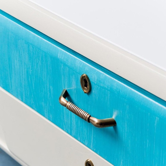 Image 1 of  CREDENZA MOBILE IN LEGNO BIANCO METALLO ANNI '60 VINTAGE MODERNO ANTICO