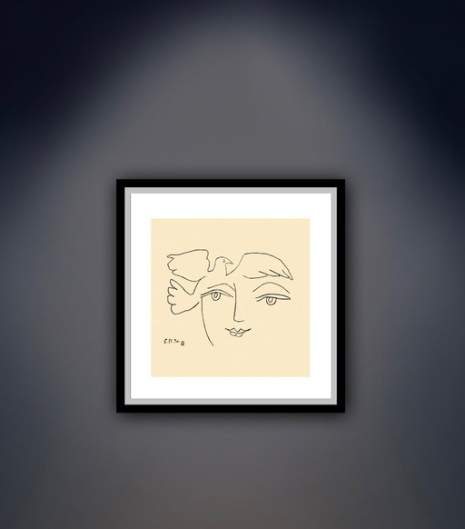 Pablo Picasso: "Das Gesicht des Friedens XI, 1950". In der Platte datiert.