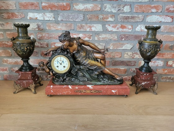 Image 1 of Juego de relojes franceses antiguos de 3 piezas (aprox. 1890-1910) – Signé Guillemin