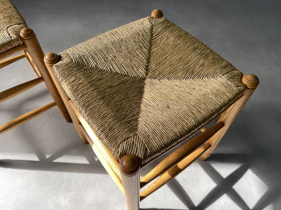 Image 1 of Ensemble de 2 tabourets en osier vintage des années 1960