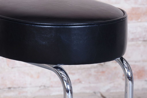 Sgabello Bauhaus restaurato, acciaio cromato, pelle, ceco, anni '50 – krukjes, Leather, Metal (photo 2 of 9)