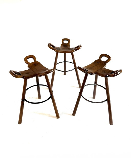 3 taburetes de bar vintage 'Marbella', Conoform '60