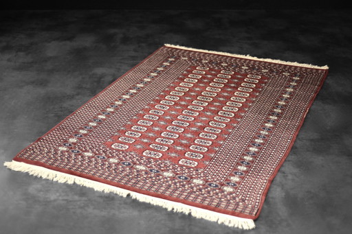 Vintage Red Hand-Woven Oriental Bokhara Rug, 1960s