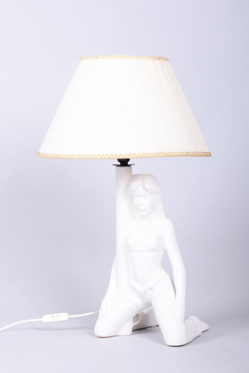 Restored Mid-Century Figural Table Lamp, Ceramic, New Electrification, 1970s