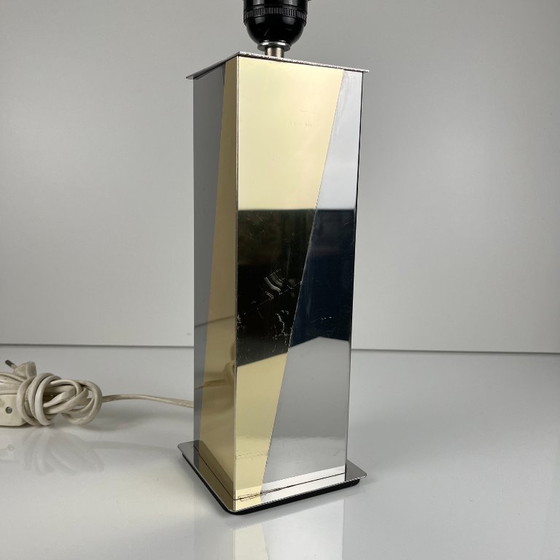 Base lampada vintage stile Hollywood Regency, ottone e cromo, 1970, Lampade da tavolo, Metallo, Argentato (foto 10 di 15)