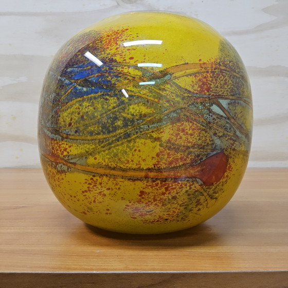 Image 1 of Artistic Mouth-Blown Studio Glass Vase Ioan Nemtoi Yellow / Orange (thick glass) Romanian Glass Art