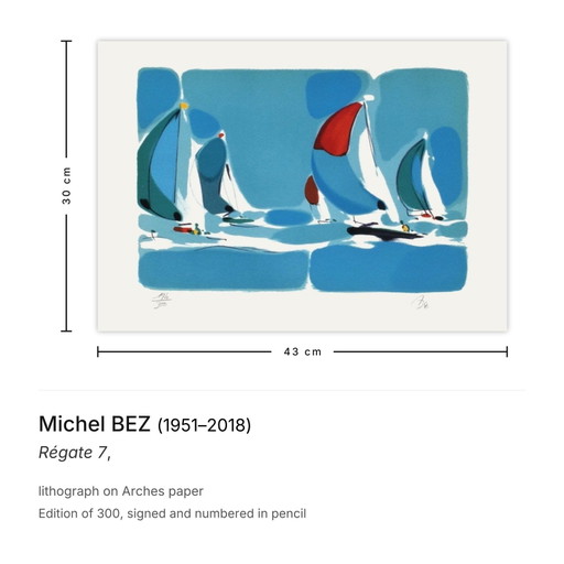 Michel BEZ Régate 7 Litografia firmata