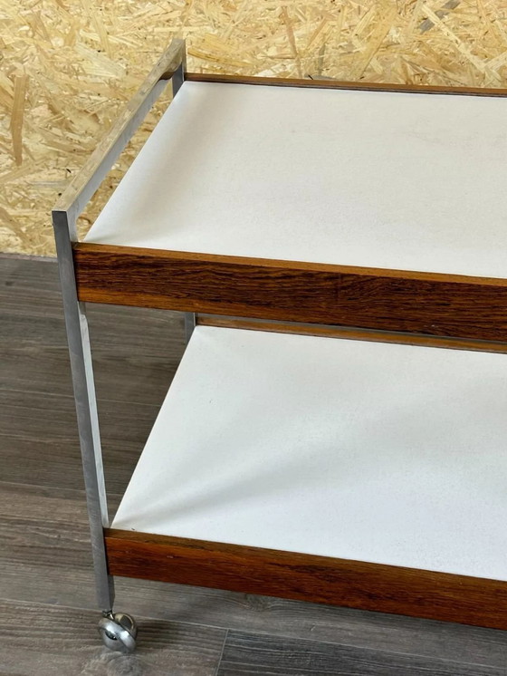 Image 1 of 60s 70s serving trolley dinette in teak & chrome Danish Modern Design