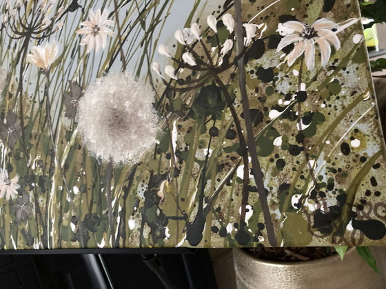 Image 1 of Hand-Painted Painting Dandelion Field By J&S
