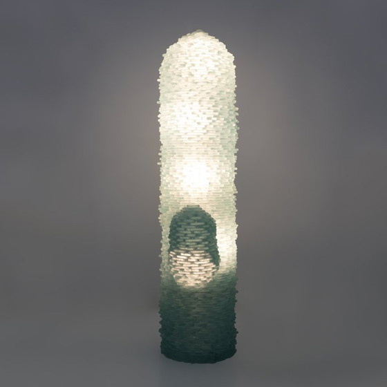 Image 1 of Poliarte Mid-Century Modern Murano-Glas-Stehlampe in Wassergrün „Kaktus“, 1970er Jahre