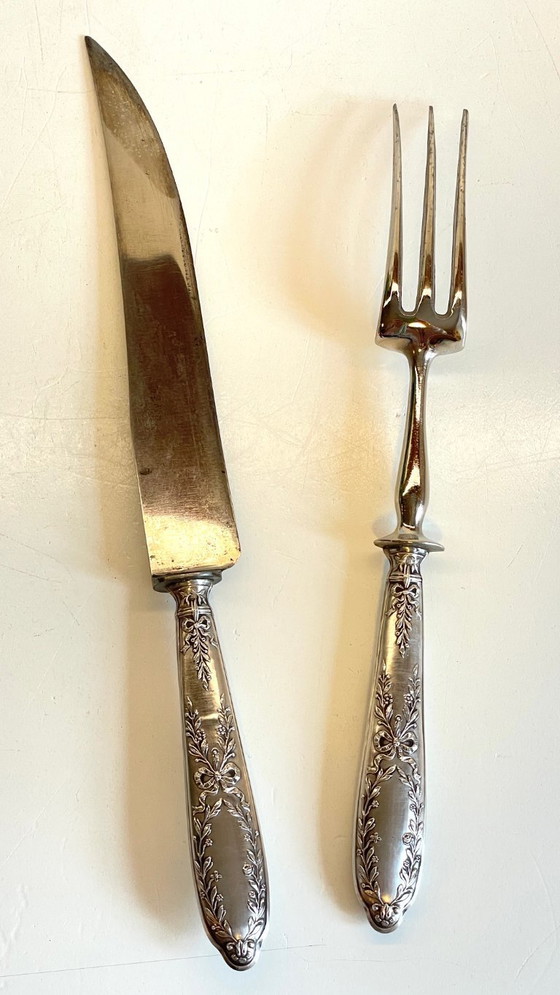 Image 1 of Silver-plated cutlery set with Minerva helmet, Paris