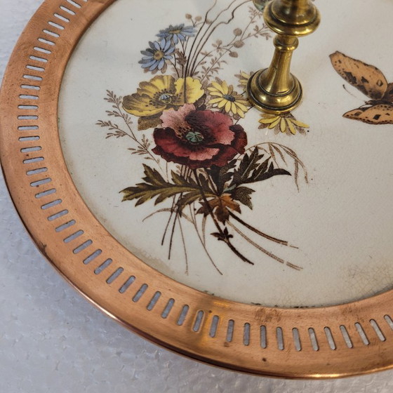 Image 1 of Servitrice muta o étagère, bronzo e porcellana, anni '50 - Francia