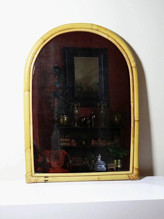 Large bamboo arch wall mirror, Italian, Riviera style, 1950s-60s. – Vintage (photo 12 of 12)