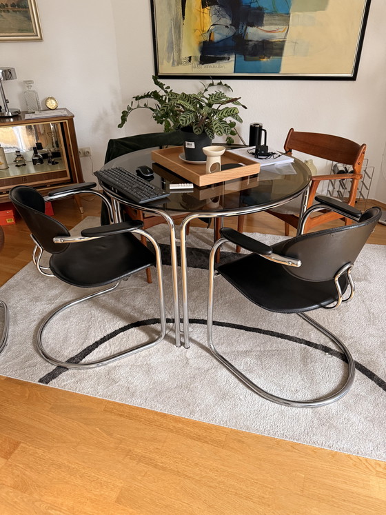 Image 1 of 2x Set Effezeta Freischwinger Stühle Bauhaus Midden eeuw Gemaakt in Italië 