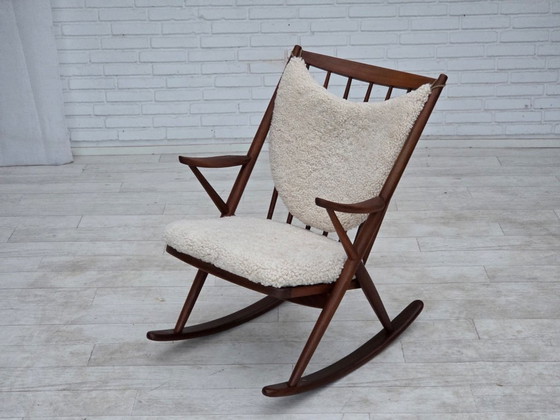 Anni '60, Sedia a dondolo danese di Frank Reenskaug, Modello 182, Pelle di pecora. – Sedie a dondolo, Wood (photo 6 of 17)