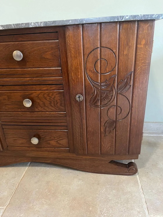 Art Deco low furniture – Sideboard, Marble, Wood (photo 19 of 21)