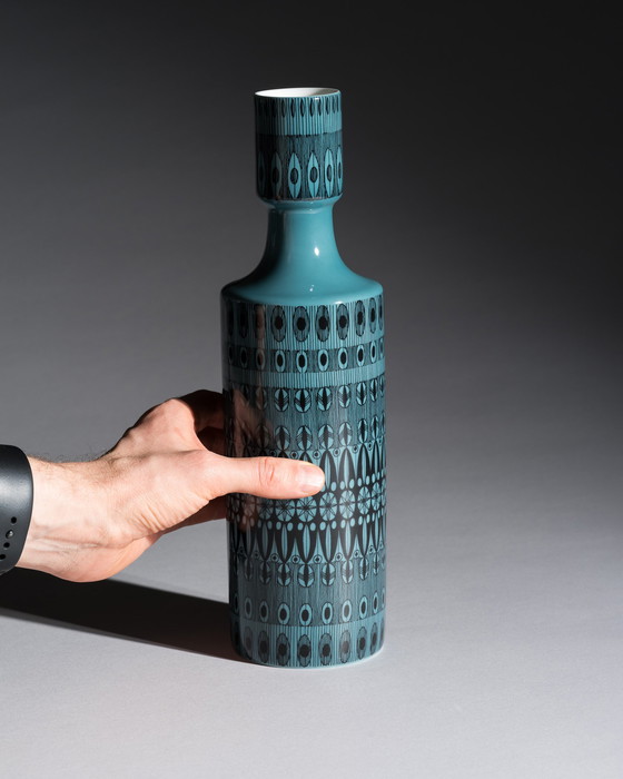 Image 1 of Trío gráfico turquesa Rosenthal Studio-Line Diseño de Theo Baumann Jarrones y caja