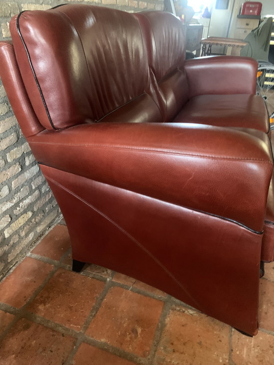 Image 1 of 3-Seater Sofa in Genuine Taurus Leather, Dutch Handmade Manufacture