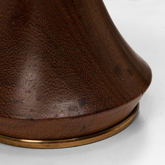Organic Teak and Brass Table Lamp with ‘Flower’ Shade Denmark, 1960s, Scandinavian (photo 7 of 7)