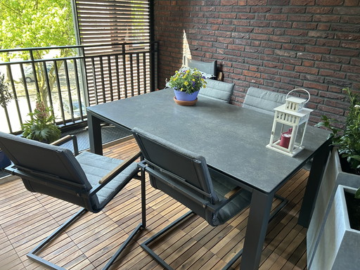 Garden Table, Four Chairs with Cushions
