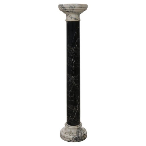 Antique Column in Black and White Marble, Italy late 19th century