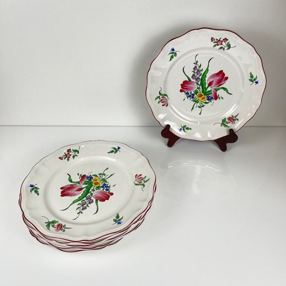 Image 1 of Set van 6 KG Luneville dinerborden – Straatlantaarnpatroon