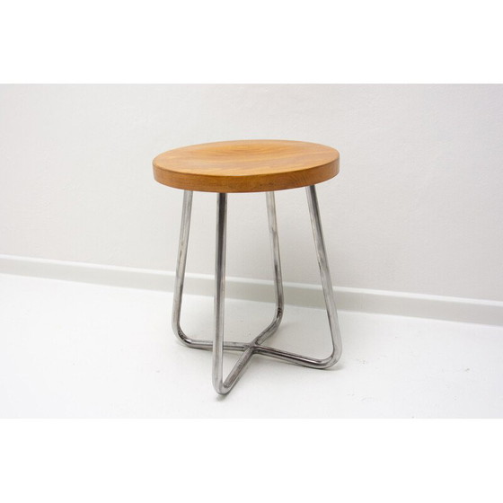 Image 1 of Tabouret tubulaire Bauhaus vintage de Robert Slezák, Tchécoslovaquie, années 1930