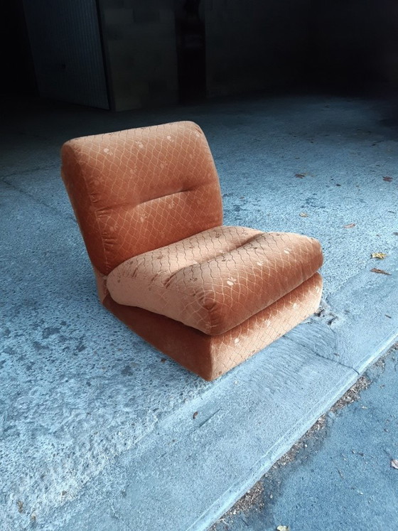 Image 1 of 3/7 Chauffeuse Orange Ligne Roset Pr M. Ducaroy Mod. Albany, Design Ép. Vintage