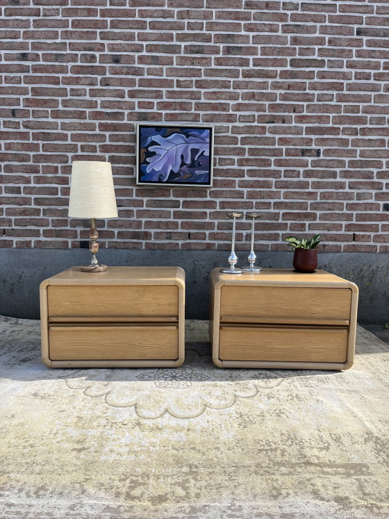 Ensemble vintage de commodes en chêne clair style Space Age années 1970 – Wood (photo 14 of 15)