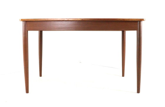 Vintage rectangular extendable Dining table midcentury 'Giessen' restored, Wood, Brown, Mid Century Modern (photo 9 of 15)