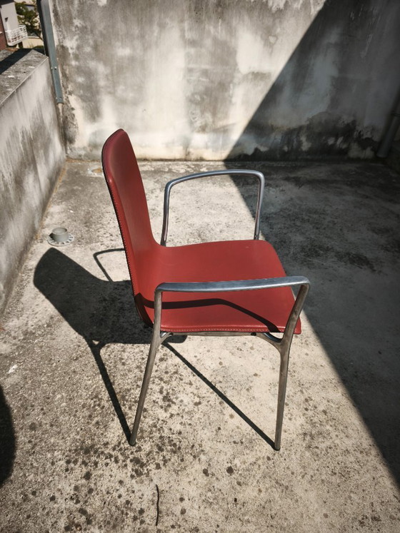 Gorka-stoelen van Jorge Pensi – Akaba, Eetkamerstoelen, Leather, Aluminium (photo 2 of 5)