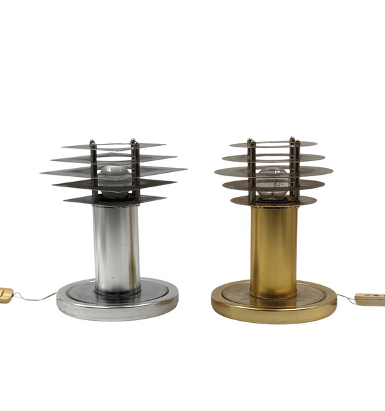 Image 1 of Ruimtetijdperk set van 2 tafellampen, Italië 1970